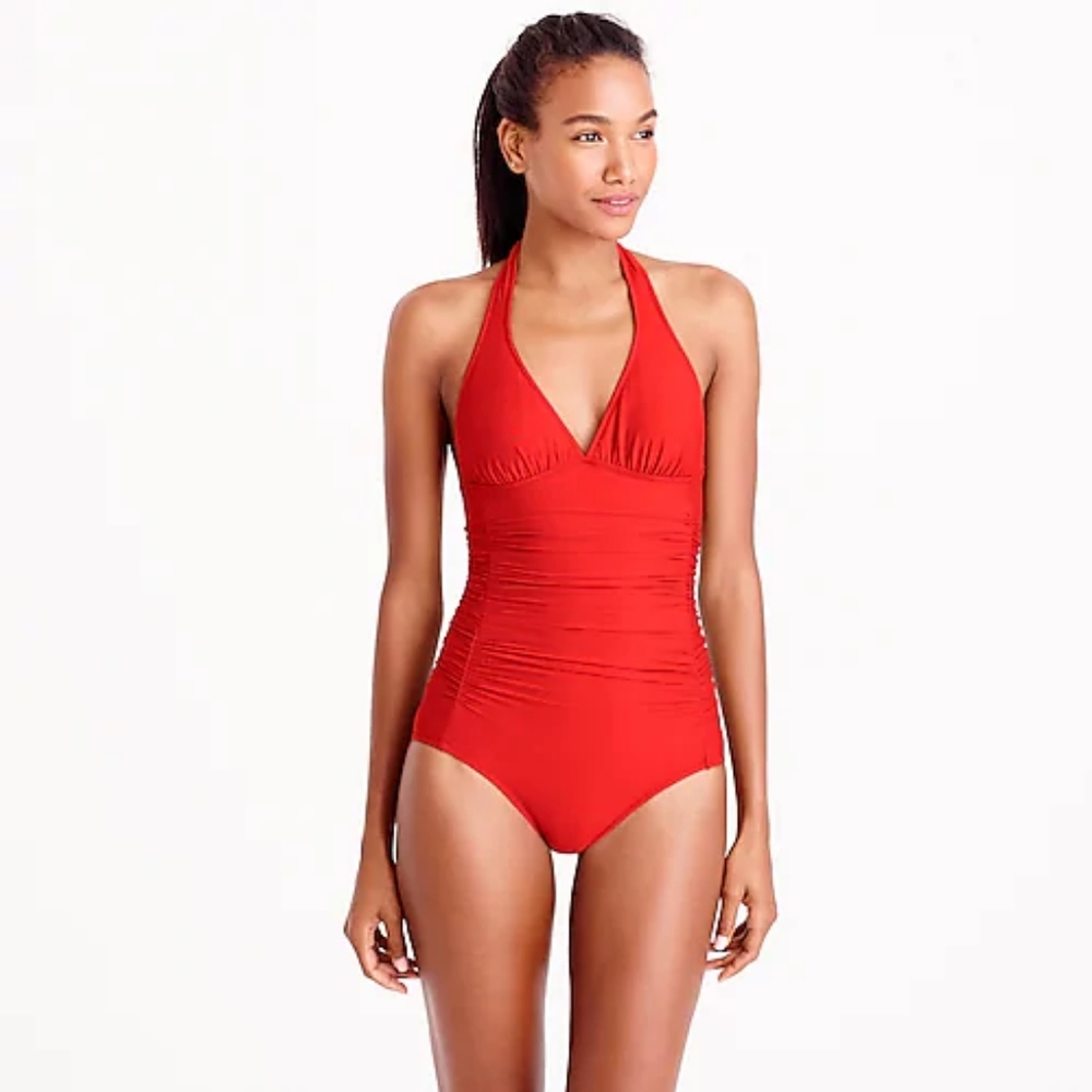 J Crew Ruched halter one-piece swimsuit 10 NWT